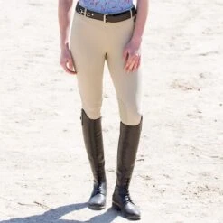 Kerrits Microcord Knee Patch Tight -Riding Outfit 12538 tan model front