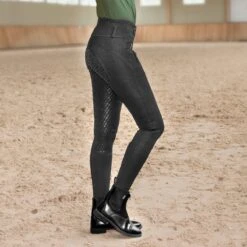Horze Daniela Women's Silicone Full Seat Breeches 8 Horze Daniela Women's Silicone Full Seat Breeches -Riding Outfit 28936 black onmodel