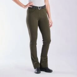 Piper Knit Mid-Rise Boot Cut Breeches By SmartPak - Knee Patch -Riding Outfit 31466 dark olive 3339