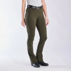 Piper Knit Mid-Rise Boot Cut Breeches By SmartPak - Knee Patch -Riding Outfit 31466 dark olive 3343