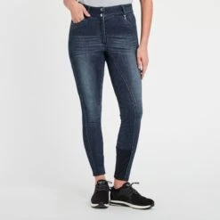 Horze Kaia Women's High Waist Denim Full Seat Breeches -Riding Outfit 31673 darknightblue 3