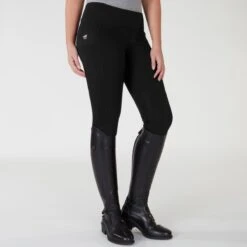 Piper Mid-Weight Tights By SmartPak - Knee Patch -Riding Outfit 32769 black bom 880