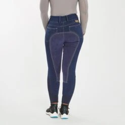 Piper Stretch Denim Curvy Fit Breeches By SmartPak- Full Seat -Riding Outfit 35567 bluedenim 4