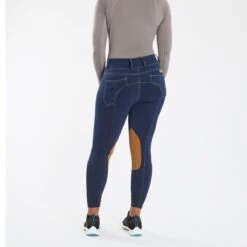 Piper Stretch Denim Curvy Fit Breeches By SmartPak- Knee Patch -Riding Outfit 35568 bluedenim 4